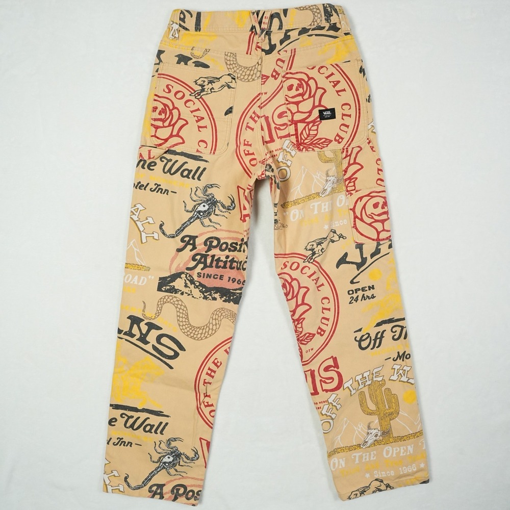 Vans Drill Chore Carpenter Pants Mens 30x31 Tan Graphic Print Loose Fit - Picture 3 of 10